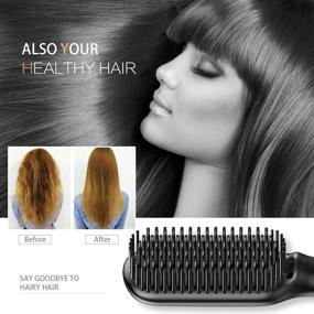 img 2 attached to 💇 Yitrust Beard Straightener Hair Straightening Brush: Керамическая ионическая электрическая нагреваемая расческа для мужчин и женщин, защита от ожогов - идеальный подарок на День Валентина.