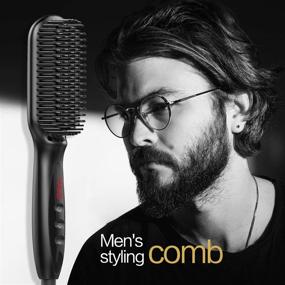 img 1 attached to 💇 Yitrust Beard Straightener Hair Straightening Brush: Керамическая ионическая электрическая нагреваемая расческа для мужчин и женщин, защита от ожогов - идеальный подарок на День Валентина.