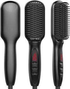 img 4 attached to 💇 Yitrust Beard Straightener Hair Straightening Brush: Керамическая ионическая электрическая нагреваемая расческа для мужчин и женщин, защита от ожогов - идеальный подарок на День Валентина.