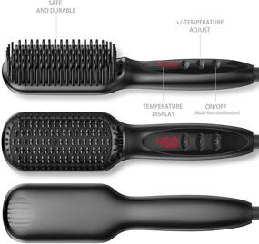 img 3 attached to 💇 Yitrust Beard Straightener Hair Straightening Brush: Керамическая ионическая электрическая нагреваемая расческа для мужчин и женщин, защита от ожогов - идеальный подарок на День Валентина.