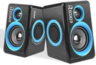 reccazr sp2040 surround computer speakers: enhanced bass usb wired multimedia speaker for pc/laptops/smartphone - blue logo