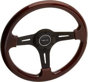 img 4 attached to 🚗 Nostalgic NRG Steering Wheel Classic Wood Grain with Sleek Black Spokes - 330mm | Part # ST-015-1BK