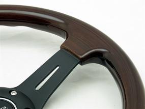 img 1 attached to 🚗 Nostalgic NRG Steering Wheel Classic Wood Grain with Sleek Black Spokes - 330mm | Part # ST-015-1BK