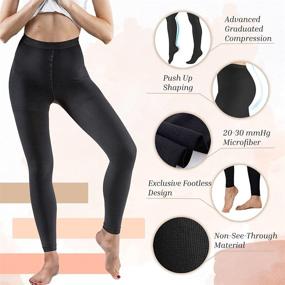 img 2 attached to 👖 Terramed Women's Advanced Graduated Compression Footless Leggings - 20-30 mmHg Microfiber Tights for Optimal Leg Support