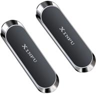 xinfu mini magnetic car mount phone holder 2 pack with 360° rotation - strong magnet cell phone holder for car dashboard - magnetic mobile phone car mount compatible with iphone 12, 11 pro, xs max, se, 8, 10, 9, samsung s21, s20 logo