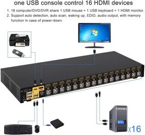 img 3 attached to 🖥️ CKLau HDMI KVM переключатель 4Kx2K 16 портов: поддерживает HDCP и EDID для Windows, Linux, Mac, Debian, Ubuntu, Fedora, Raspberry Pi и Ubuntu