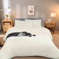🛏️ beglad luxury shaggy duvet cover set: soft, fluffy comforter velvet bedding set - cream white | 4 pcs - 2 pillowcases, 1 furry duvet cover, 1 luxury bedspread logo