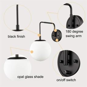 img 3 attached to 🚀 AXILAND Industrial Swing Arm Wall Lamp - Versatile Plug-in/Wall Mount Wall Sconce in Sleek Black