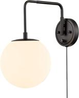 🚀 axiland industrial swing arm wall lamp - versatile plug-in/wall mount wall sconce in sleek black логотип