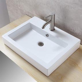 img 2 attached to Brushed Nickel Bathroom Ceramic Sink with Brass Overflow Cap