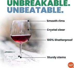 img 4 attached to 🍷 TaZa Red Wine/Burgundy Unbreakable Wine Glasses, 22oz - Shatterproof Tritan Plastic Drinkware for Pool Parties, Travel, Patio, or Wedding - Set of 4