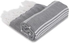 img 2 attached to 🛁 Cloev Turkish Style Bath Towels - Large Lightweight Luxury Towels, Highly Absorbent & Quick-Drying - Soft & Comfortable Shower Towels for Bathroom and Beach, Size 37" x 70", Grey