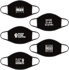 img 4 attached to 🎭 5-пак черных масок с графическим изображением "Черные жизни важны" - Произведено в США, BLM бандана балаклава, размер для взрослых, унисекс