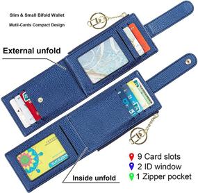 img 1 attached to 👛 Women's Slim RFID Card Wallet - Compact Card Holder with Zipper Coin Pocket (A-Lichee Leather, Dark Blue)