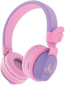 img 4 attached to 🎧 Riwbox BT05 Bluetooth Kids Headphones: Wireless Foldable Headset Over Ear with Volume Limit and Mic/TF Card – Compatible with iPad/iPhone/Tablet (Purple&amp;Pink)