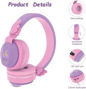 img 2 attached to 🎧 Riwbox BT05 Bluetooth Kids Headphones: Wireless Foldable Headset Over Ear with Volume Limit and Mic/TF Card – Compatible with iPad/iPhone/Tablet (Purple&amp;Pink)