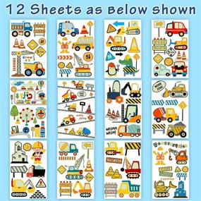 img 2 attached to 🚧 100pcs Construction Party Supplies, Leesgel Temporary Tattoos for Kids, Boy Birthday Party Decorations - Construction Birthday Party Supplies 12 Sheets (Luminous)