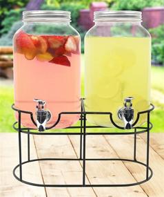 img 4 attached to 1-Gallon Glass Mason Jar Double Beverage Dispenser with Leak-Free Spigot on Metal Stand