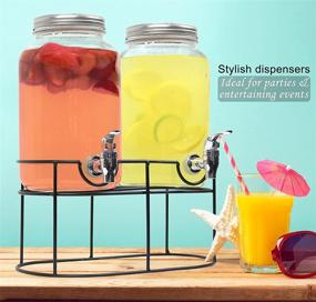 img 1 attached to 1-Gallon Glass Mason Jar Double Beverage Dispenser with Leak-Free Spigot on Metal Stand