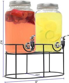 img 3 attached to 1-Gallon Glass Mason Jar Double Beverage Dispenser with Leak-Free Spigot on Metal Stand