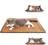 🐱 gapzer large cat bed mat with two-sided fluffy fleece and rattan mat, all-season pet cooling pad, sponge inside for year-round use logo