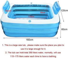 img 3 attached to 🛀 Portable Foldable Inflatable Bathtub - XL Blue Color Plastic Soaking Bathtub for Home Spa Bath, 160x120x60cm