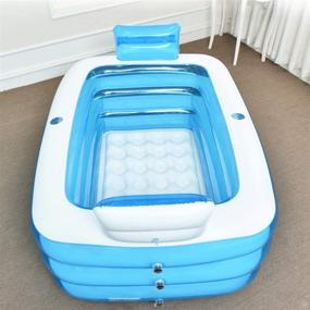 img 2 attached to 🛀 Portable Foldable Inflatable Bathtub - XL Blue Color Plastic Soaking Bathtub for Home Spa Bath, 160x120x60cm