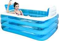 🛀 portable foldable inflatable bathtub - xl blue color plastic soaking bathtub for home spa bath, 160x120x60cm logo