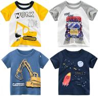 boys toddler dinosaur shark excavator t-shirt set - 4-pack, graphic short sleeve tees by nautysaurs logo