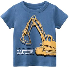 img 1 attached to Boys Toddler Dinosaur Shark Excavator T-Shirt Set - 4-Pack, Graphic Short Sleeve Tees by NautySaurs