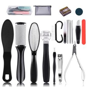 img 4 attached to Inpher Professional Pedicure Kit 18 in 1: Stainless Steel Rasp Foot Files, Callus Remover, Nail Clippers - Complete Foot Care Set for Salon or Home Use