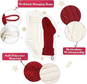 img 2 attached to 🎄 HOMEBROS 4-Pack Large Christmas Stockings, 18 Inches Classic Cable Knit Stockings in Ivory White and Burgundy for Family Xmas Holiday Party Decor