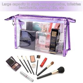 img 1 attached to Waterproof Clear Cosmetic Bag Set - 5 Pcs PVC Transparent Plastic Makeup Organizing Bags with Zipper for Travel Toiletry Pouch, Bathroom, Vacation, and Organization