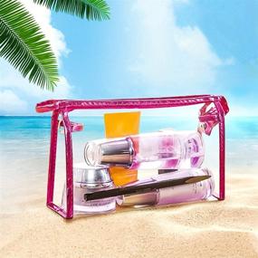 img 3 attached to Waterproof Clear Cosmetic Bag Set - 5 Pcs PVC Transparent Plastic Makeup Organizing Bags with Zipper for Travel Toiletry Pouch, Bathroom, Vacation, and Organization