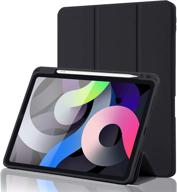 📱 2020 ipad air 4 case with pencil holder - full body protection, apple 2nd pencil charging, auto wake/sleep - smart stand cover case for 10.9-inch ipad air 4 (black) logo