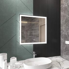 img 1 attached to 🚽 Enhance Your Bathroom Experience with VOXITA LED Bathroom Mirror: 30x30 inch Square, Dimming, Anti-Fog & White Light/Warm Light LEDs