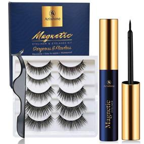 img 4 attached to 👁️ Arishine Magnetic Eyelashes with Eyeliner - Easy-to-Apply Magnetic Eyelash Kit - Natural Look, No Glue Required