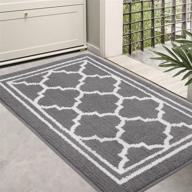 🚪 buganda indoor door mat (20x32,grey) - resistant to dirt, highly absorbent entryway rug for floor protection, anti-slip - low profile door rugs for entrance logo