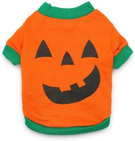 img 4 attached to 🎃 Halloween Fun: DroolingDog Pet Clothes - Pumpkin Head T-Shirt for Small Dogs