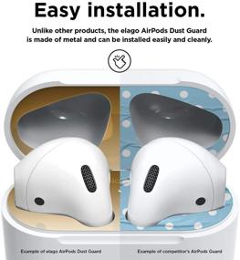 img 1 attached to 🏆 elago Улучшенная защита от пыли для AirPods (Золото, 1 комплект) - Плёнка-пылезащита с хромированием, роскошная и легкая установка, Зарегистрированный патент в США для максимальной защиты.