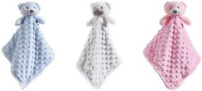 img 1 attached to 🧸 CREVENT Cozy Plush Baby Security Blanket Loveys (Blue Bear) - Minky Dot Front + Sherpa Backing with Adorable Animal Face