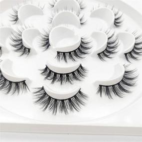 img 3 attached to 👁️ Handmade Soft 3D Wispies False Eyelashes - Natural and Long Lashes Extensions with Volume for Girls/Men's Makeup, 7-Pack