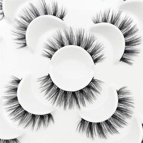 img 1 attached to 👁️ Handmade Soft 3D Wispies False Eyelashes - Natural and Long Lashes Extensions with Volume for Girls/Men's Makeup, 7-Pack