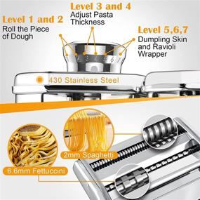 img 2 attached to Pasta Maker: 150 Roller Manual Noodles Makers with 🍝 Adjustable Thickness - Perfect for Homemade Spaghetti, Ravioli, and More!