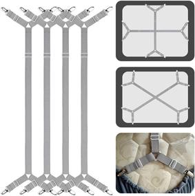 img 4 attached to Подтяжки для простыней ACEDÉCOR: держите простыни на месте с помощью регулируемых хомутов (2 набора по 4 шт.) в цвете серого