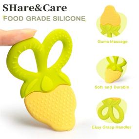 img 3 attached to BPA Free Silicone Fruit Baby Teether Toy: Gentle Solution for Infant Sore Gums, Includes Storage Case - Share & Care (5 Fruits)