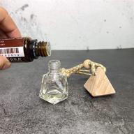 🌿 refillable car essential oil diffuser set - 4 pack, 6ml (1/5 fl oz) - clear glass bottle with wooden caps & hanging string - aromatherapy vials with free funnel & dropper logo