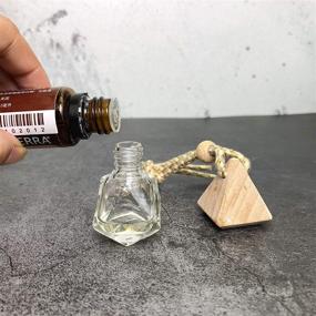 img 2 attached to 🌿 Refillable Car Essential Oil Diffuser Set - 4 Pack, 6ml (1/5 Fl Oz) - Clear Glass Bottle with Wooden Caps & Hanging String - Aromatherapy Vials with FREE Funnel & Dropper