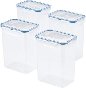 img 4 attached to 🔒 LocknLock Easy Essentials Airtight Rectangular Tall Food Storage Container 7.61 Cup - 4 Piece Set, Clear: Secure and Spacious Solution