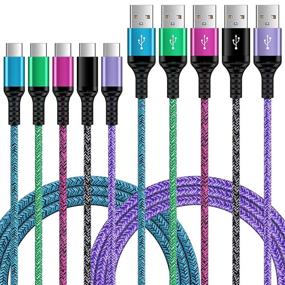 img 4 attached to 🔌 Кабель для быстрой зарядки USB C длиной 6 футов 5Pack - прочный нейлоновый зарядный шнур для Samsung Galaxy A12 A32 A52 S21 S20 S10 S9 A51 A11 A71 A20 A21 A01 A50 Note 21, Moto G Stylus Power Fast, LG V60 K51 Stylo 6/5